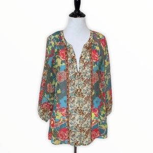 Joie Mixed Floral Print Silk Blouse Size Small